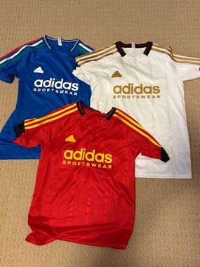 Lot of three boys adidas soccer jerseys